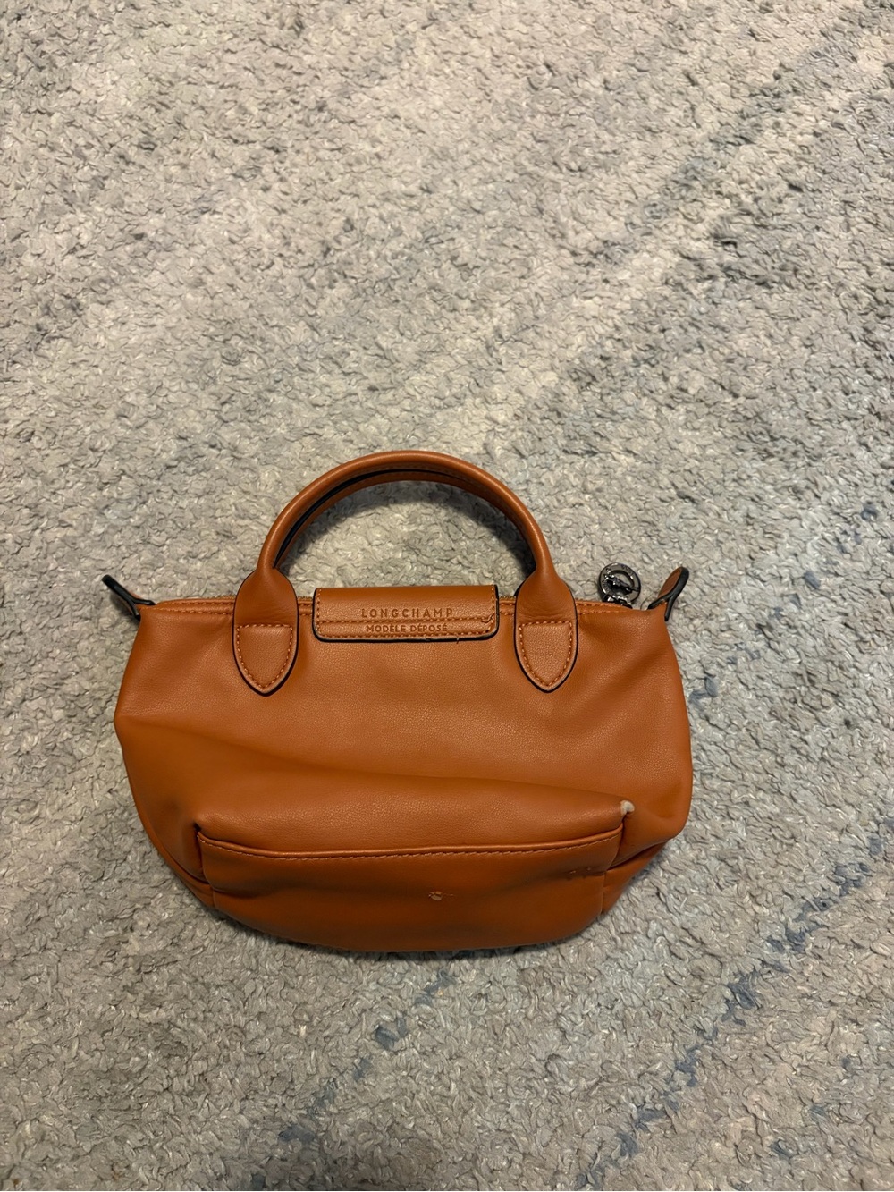 Longchamp Le Pliage Cuir Mini Leather Crossbody Bag Cognac Tan Brown - Picture 7 of 13